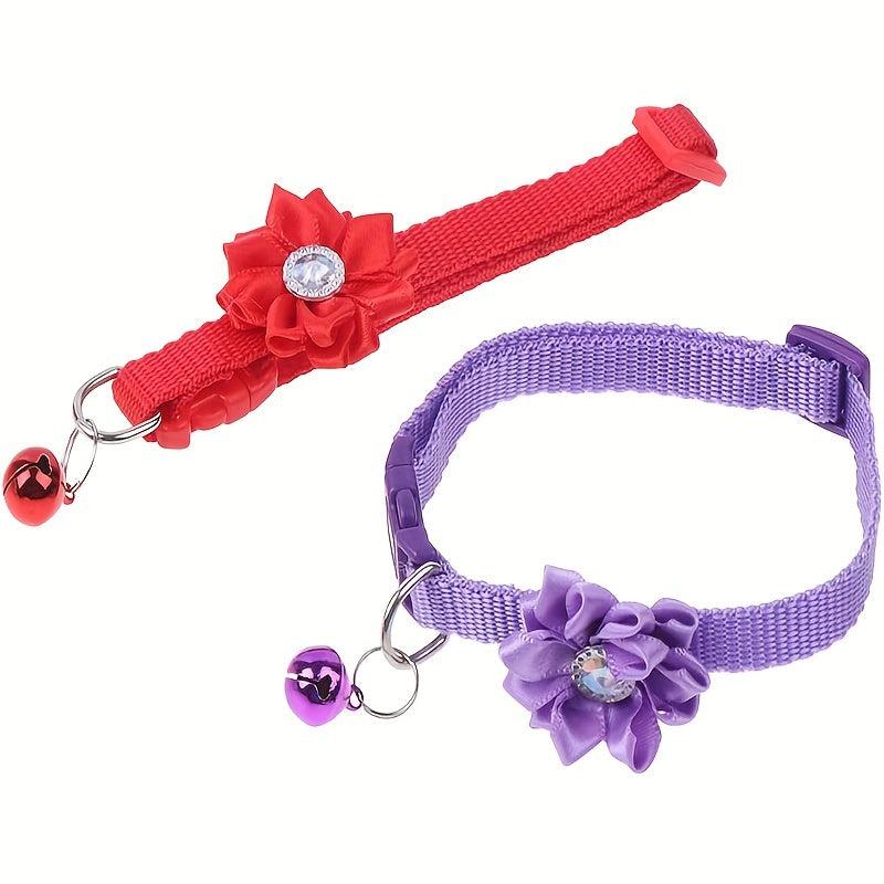 Adjustable Cat Collar with Bell and Pearl - Stylish Pet Accessory