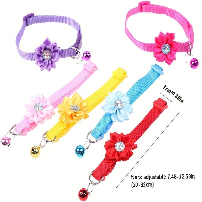 Adjustable Cat Collar with Bell and Pearl - Stylish Pet Accessory
