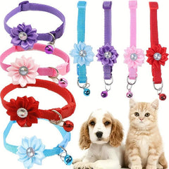 Adjustable Cat Collar with Bell and Pearl - Stylish Pet Accessory