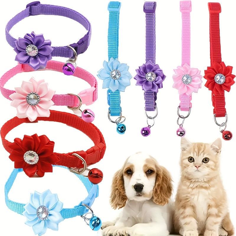 Adjustable Cat Collar with Bell and Pearl - Stylish Pet Accessory