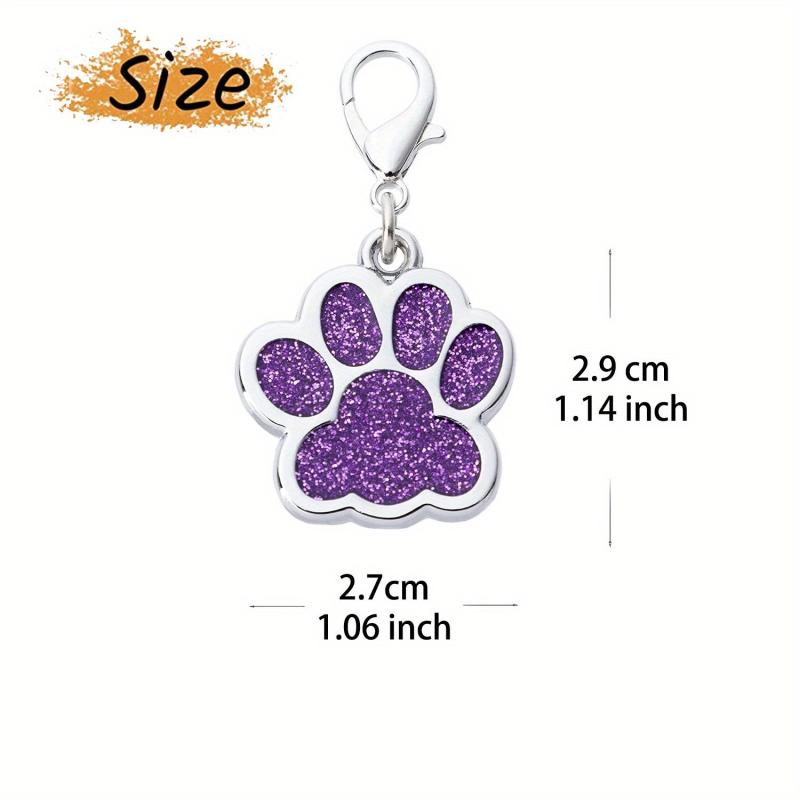Custom Glitter Footprint Pet Tag with Engraved Name