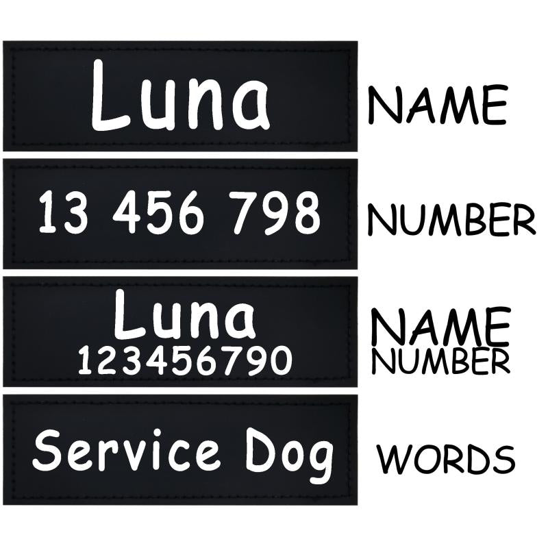 Personalized Dog Harness Patches - Custom Name and Number Tags Options
