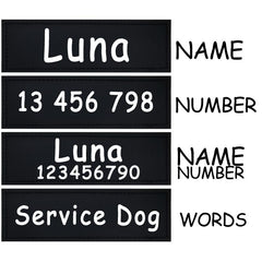 Personalized Dog Harness Patches - Custom Name and Number Tags Options