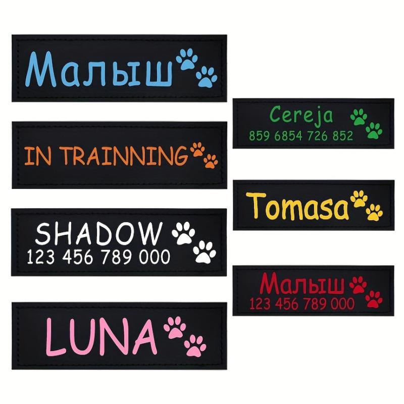 Personalized Dog Harness Patches - Custom Name and Number Tags Options