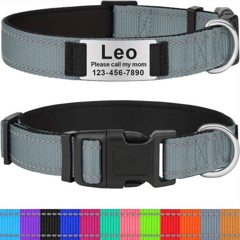 Reflective Neoprene Dog Collar Personalized Small