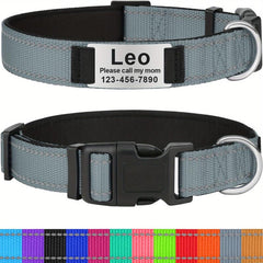 Reflective Neoprene Dog Collar Personalized Small