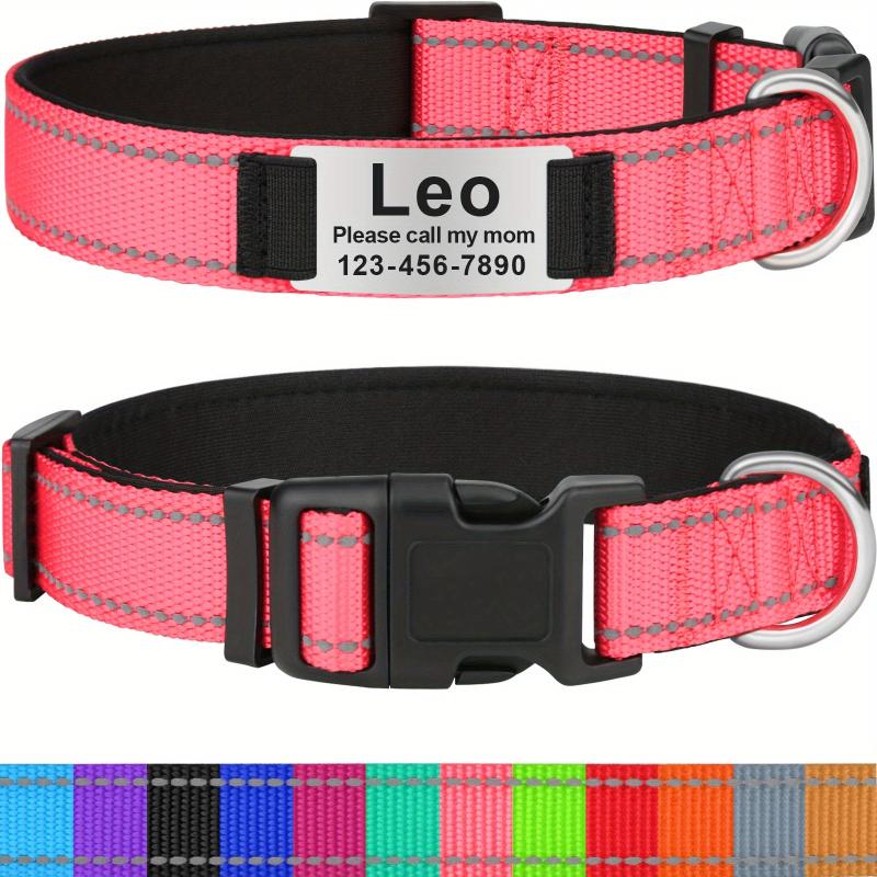 Reflective Neoprene Dog Collar Personalized Small