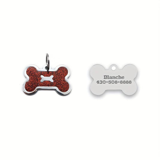 Custom Bone Shaped Dog Collar Pendants Engraved Pet Tag