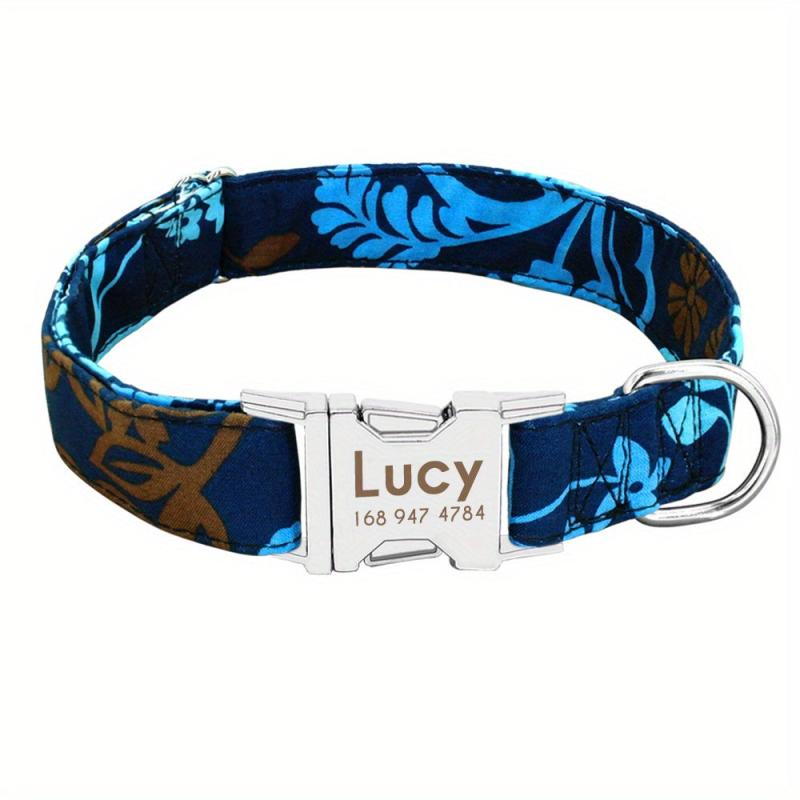 Personalized Dog Collars Customized Metal Buckle Soft Padded Nylon