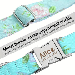 Personalized Dog Collars Customized Metal Buckle Soft Padded Nylon