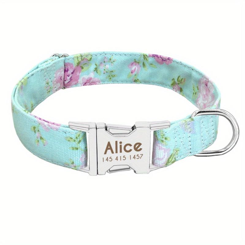 Personalized Dog Collars Customized Metal Buckle Soft Padded Nylon
