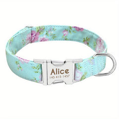 Personalized Dog Collars Customized Metal Buckle Soft Padded Nylon