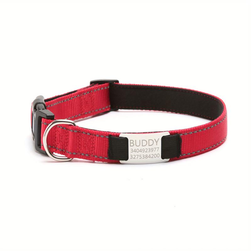 Reflective Dog Collars with Engraved Name Plate