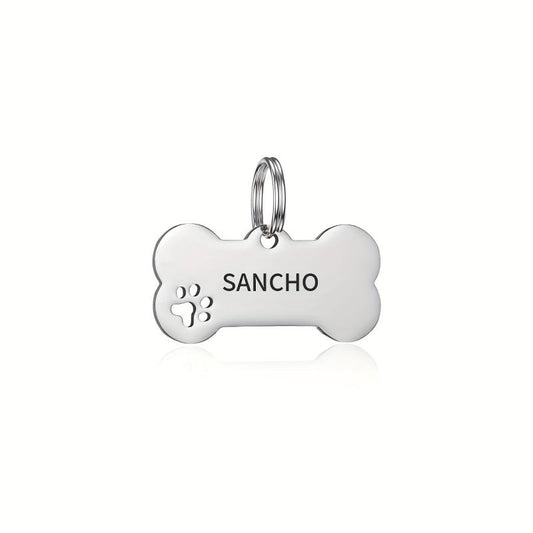Custom Dog Bone Shape ID Tag - Engraved Name Tags for Small Medium Pets