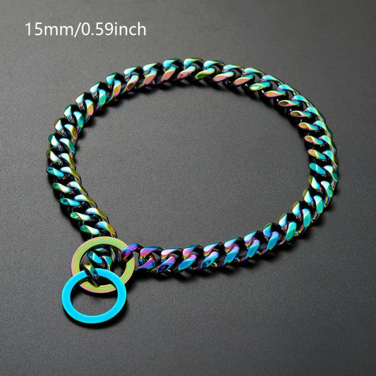 Colorful Cuban Chain Pet Dog Chain Heavy Duty Anti Slip Dog Collar