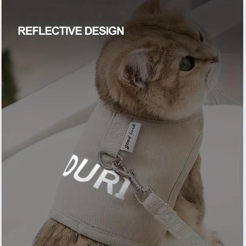 Reflective Cat Harness and Leash Set for Safe Walking