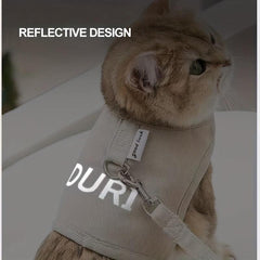 Reflective Cat Harness and Leash Set for Safe Walking