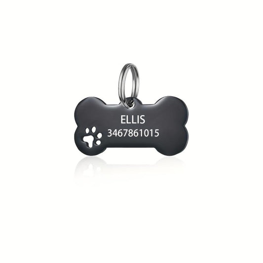 Custom Engraved Dog Bone ID Tag with Phone Number