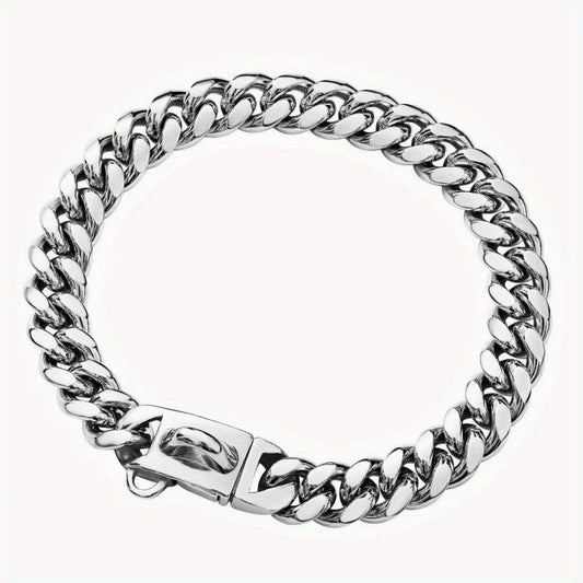 14mm Stainless Steel Dog Collar Waterproof Heavy Duty Silver Cuban Chain