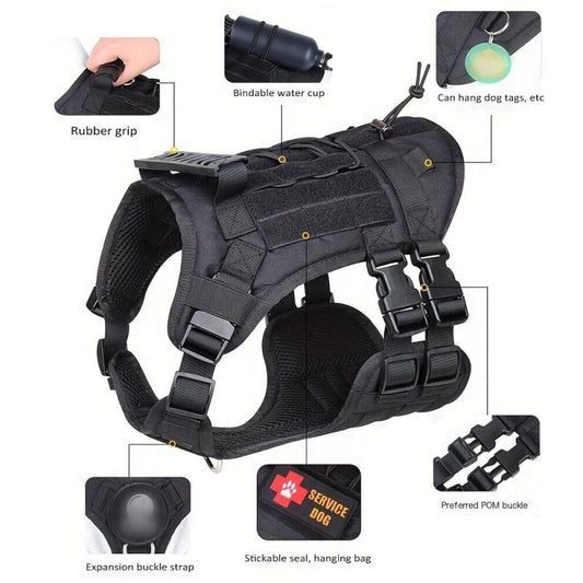 Large Dog Tactical Harness Outdoor Waterproof Chest Strap