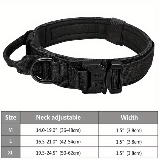 Tactical Dog Collar w/ Handle Adjustable Training Collar for M/L Dogs