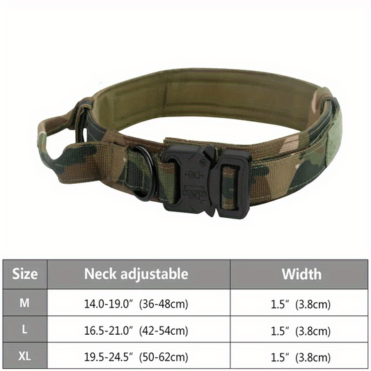 Tactical Dog Collar w/ Handle Adjustable Training Collar for M/L Dogs