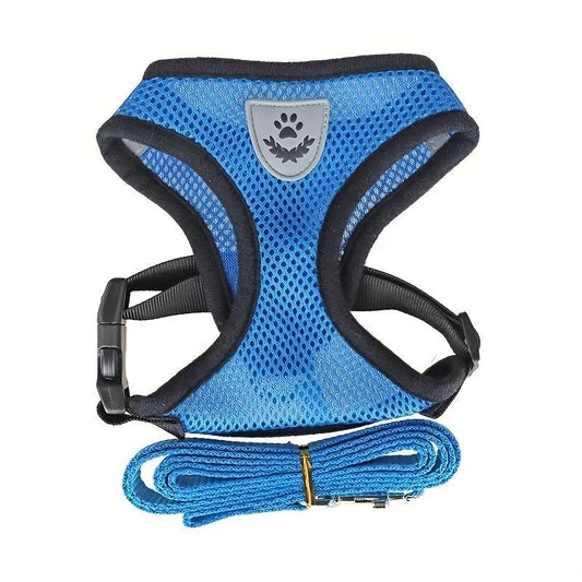Breathable Mesh Dog Harness and Leash Set - Keep Your Pet Safe and Comfortable