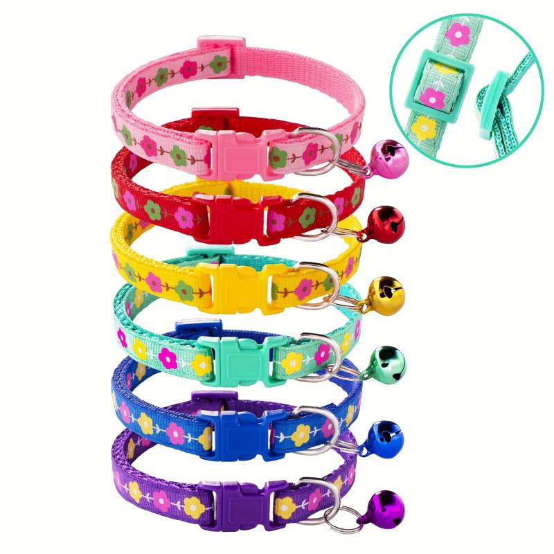 Adjustable Flower Print Pet Collars for Cats & Dogs