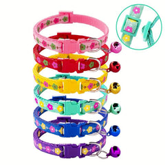 Adjustable Flower Print Pet Collars for Cats & Dogs