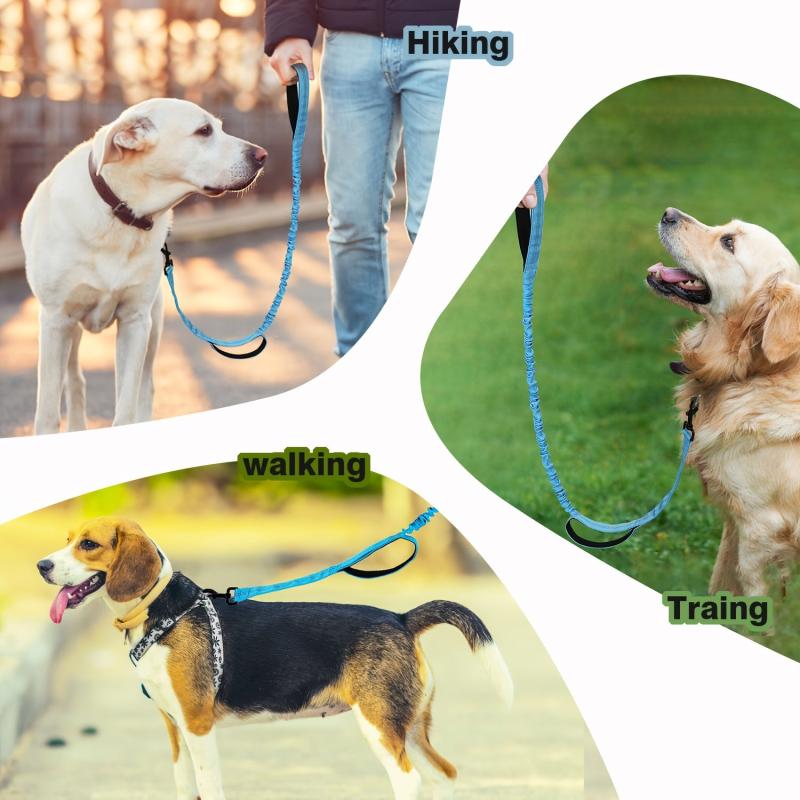 Heavy Duty Bungee Dog Leash w/ Shock Absorption 2 Padded Handles