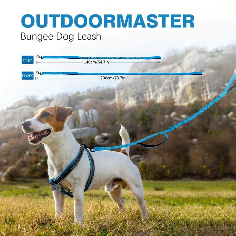 Heavy Duty Bungee Dog Leash w/ Shock Absorption 2 Padded Handles