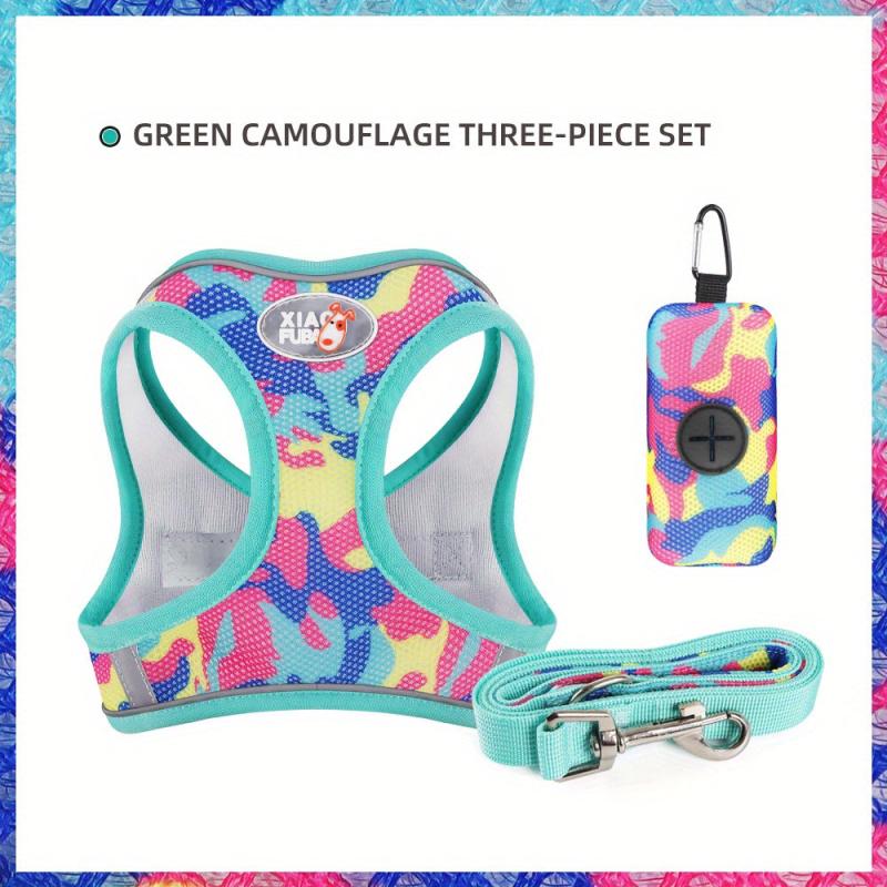Breathable Mesh Dog Vest Harness Set with Leash and Bag for Small/Medium Dogs