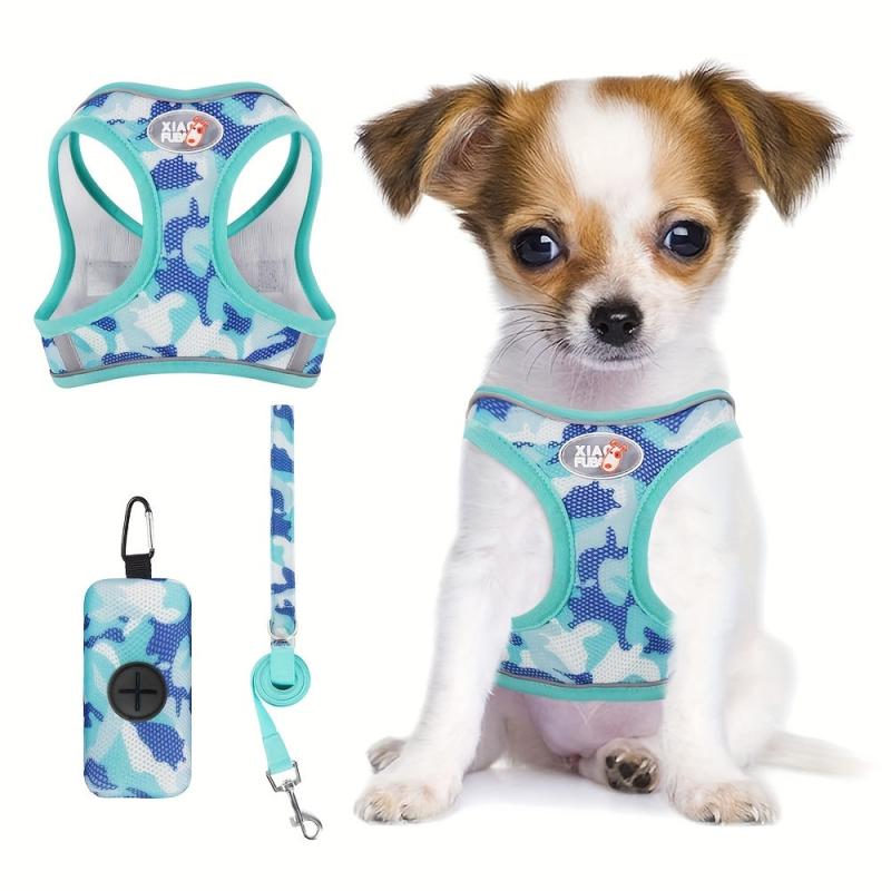 Breathable Mesh Dog Vest Harness Set with Leash and Bag for Small/Medium Dogs