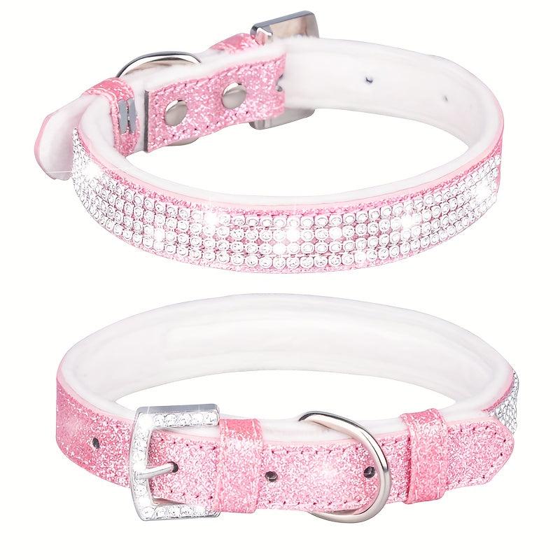 Adjustable Rhinestone Dog Collar Bling Puppy Necklace