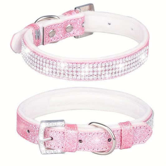 Adjustable Rhinestone Dog Collar Bling Puppy Necklace