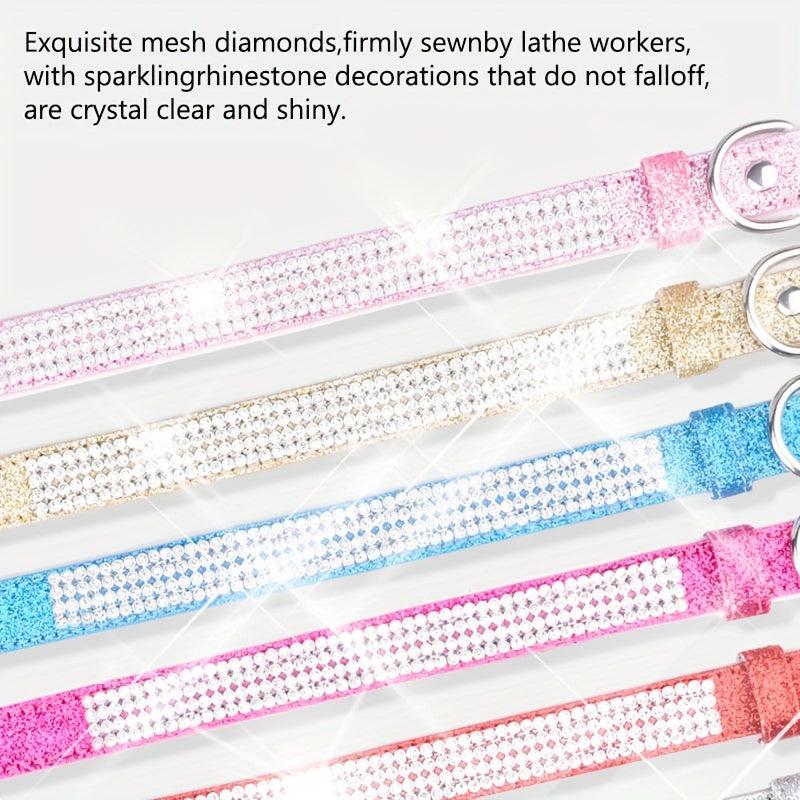 Adjustable Rhinestone Dog Collar Bling Puppy Necklace