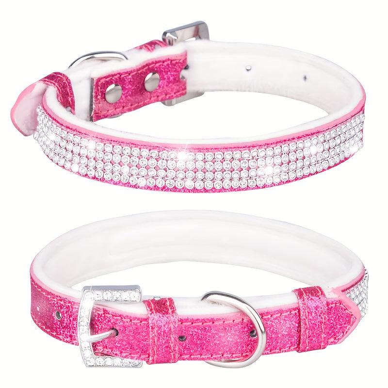 Adjustable Rhinestone Dog Collar Bling Puppy Necklace