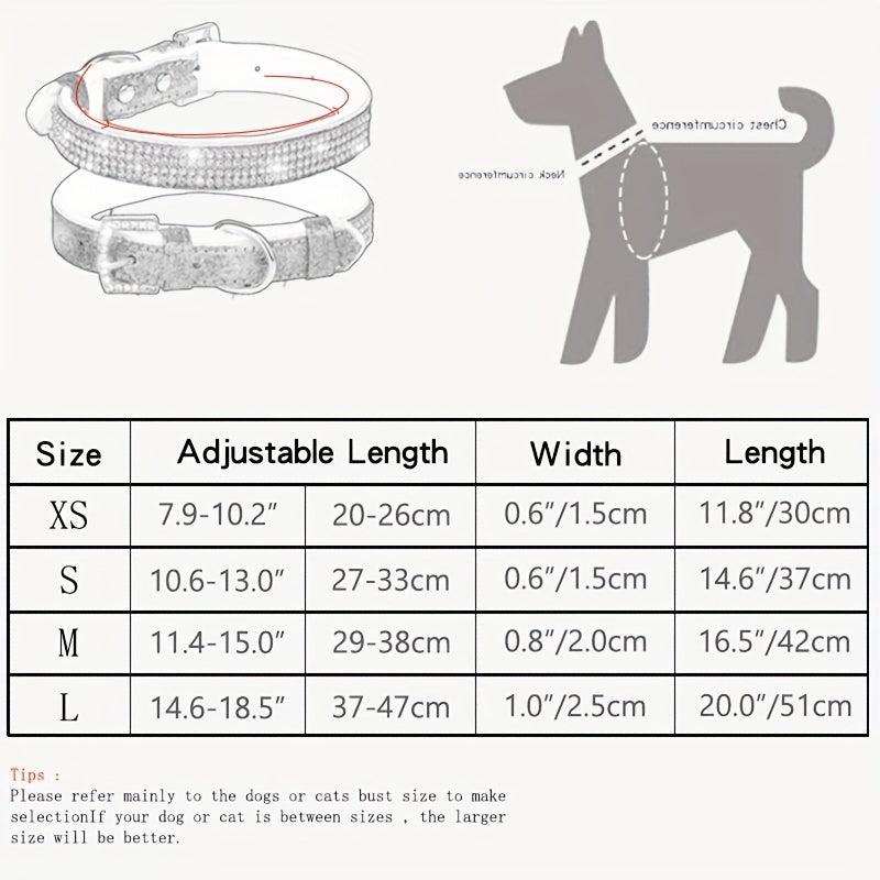 Adjustable Rhinestone Dog Collar Bling Puppy Necklace