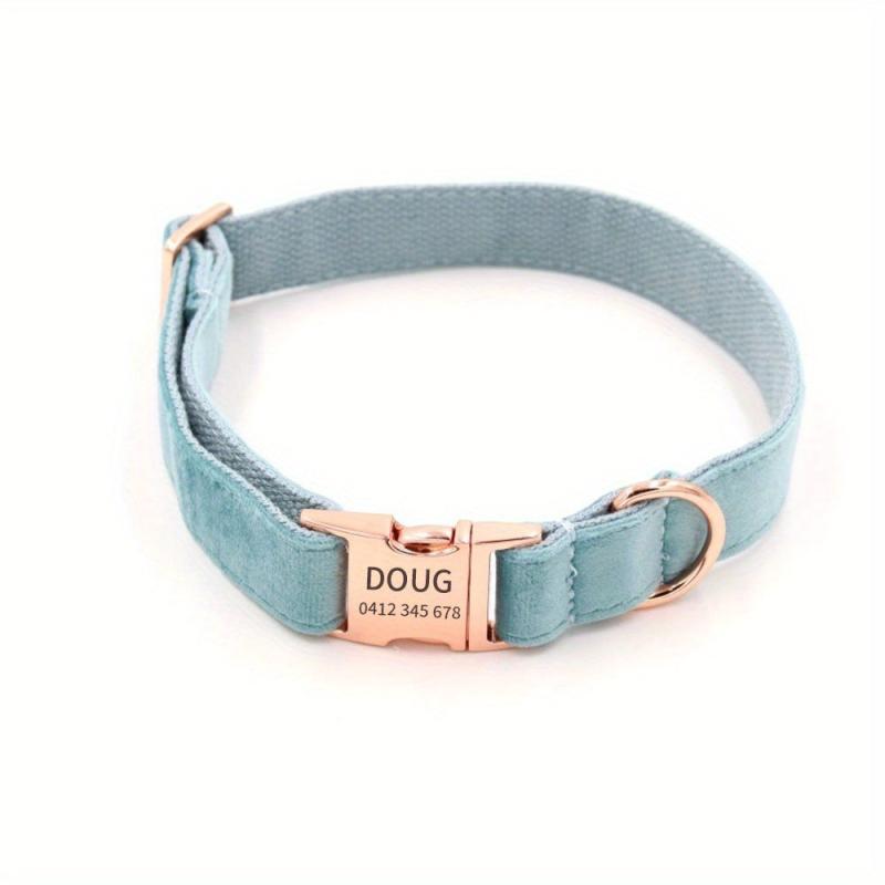 Velvet Dog Collar Rose Golden Metal Buckle Quick Release