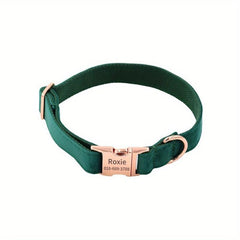 Velvet Dog Collar Rose Golden Metal Buckle Quick Release