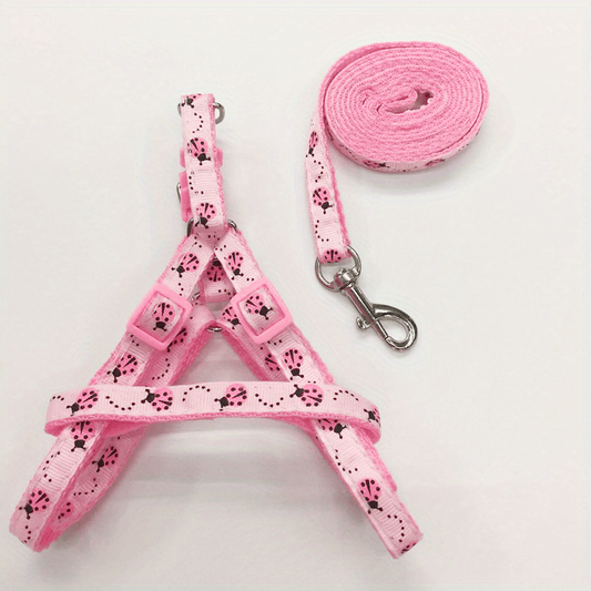 Stylish Printed Pet Harness with Leash for Outdoor Walking