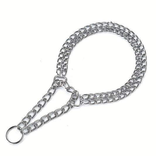 Adjustable Double Row Iron Chain Dog Collar