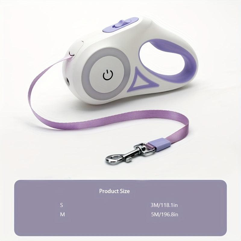 Light-Up Retractable LED Dog Leash with Adjustable Tractor Rope