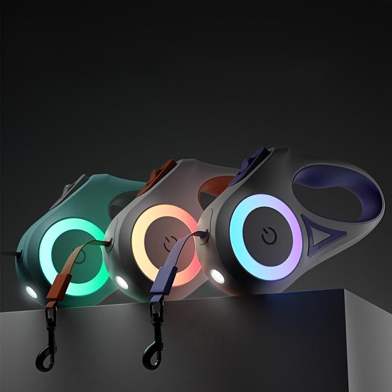 Light-Up Retractable LED Dog Leash with Adjustable Tractor Rope