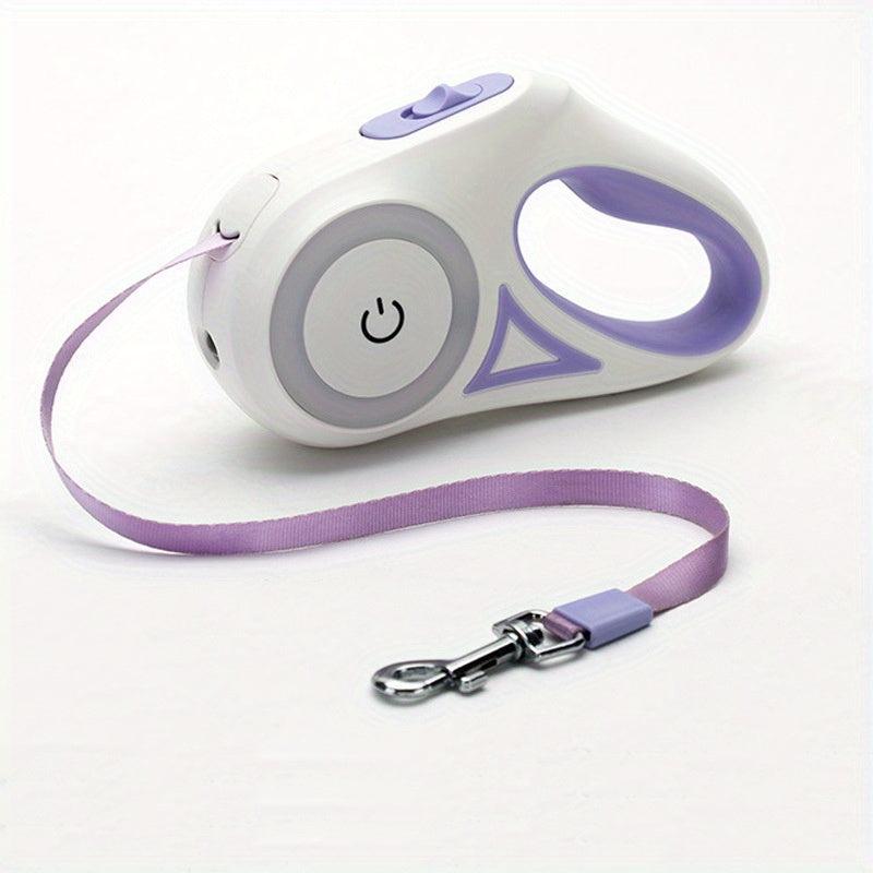 Light-Up Retractable LED Dog Leash with Adjustable Tractor Rope