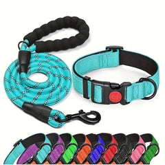 Reflective Nylon Dog Leash Set with Padded Handle for Dogs