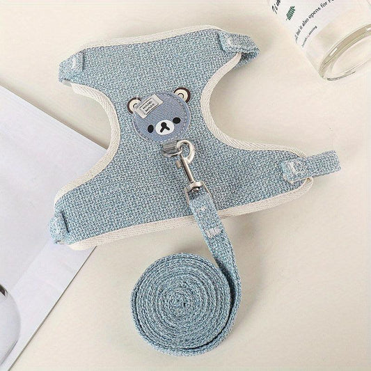 Bear Pattern Pet Harness and Leash Set for Small Dogs and Cats - Secure Fit