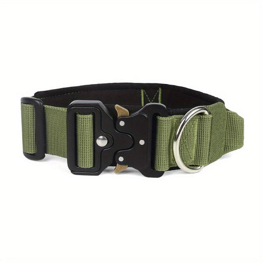 Tactical Dog Collar Metal Buckle Control Handle Medium Large Dogs