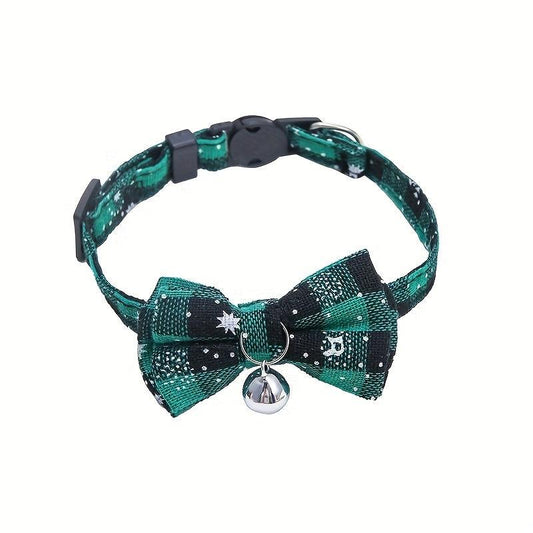 Christmas Cat Dog Collar Adjustable Safety Collar Bow Pet Accessory
