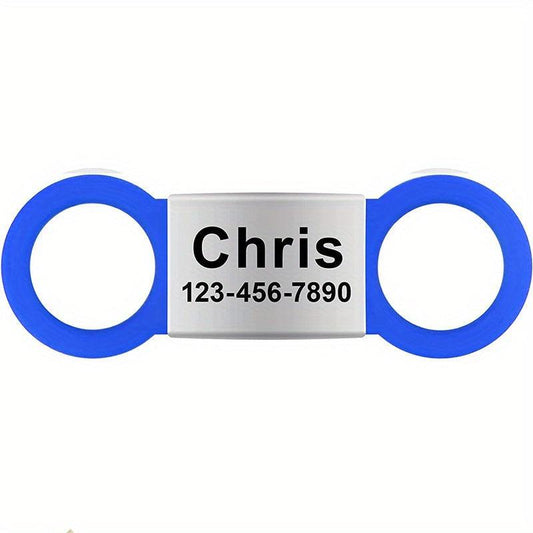 Personalized Silent Slide On Pet ID Tag with Elastic Band